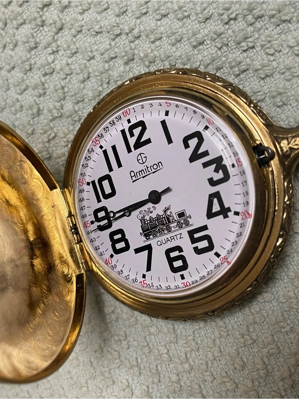 vintage gold-tone Armitron quartz pocket watch